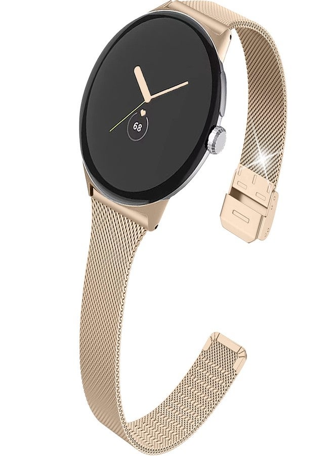 NINKI Slim Bands Compatible for Google Pixel Watch 4 3 Band 41mm / Pixel Watch 2 Gold for Women Men,[No Gap] Metal Thin Replacement Wristband Bracelet Strap - Gold - Image 1