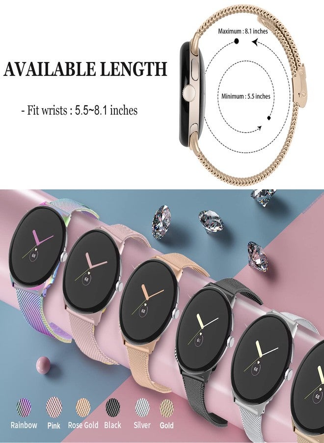NINKI Slim Bands Compatible for Google Pixel Watch 4 3 Band 41mm / Pixel Watch 2 Gold for Women Men,[No Gap] Metal Thin Replacement Wristband Bracelet Strap - Gold - Image 2