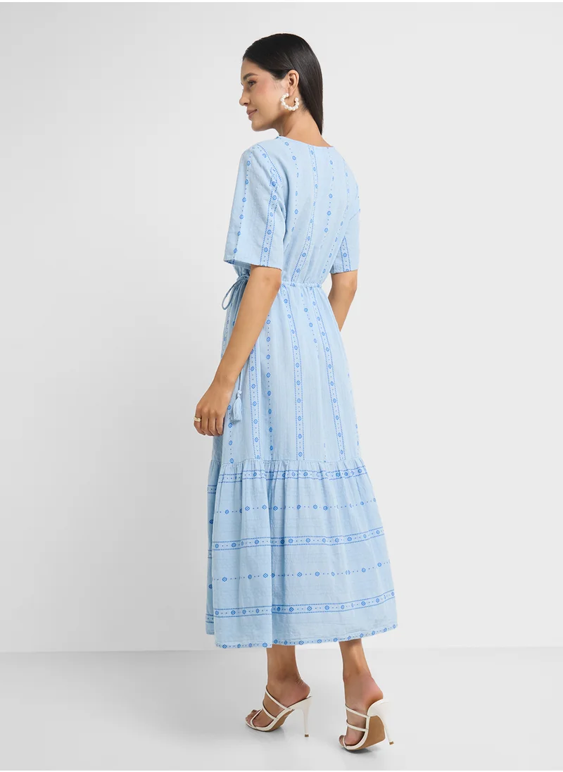 ياس V-Neck Drawstring Detail Dress