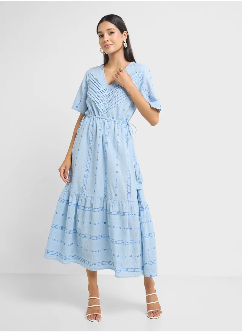ياس V-Neck Drawstring Detail Dress