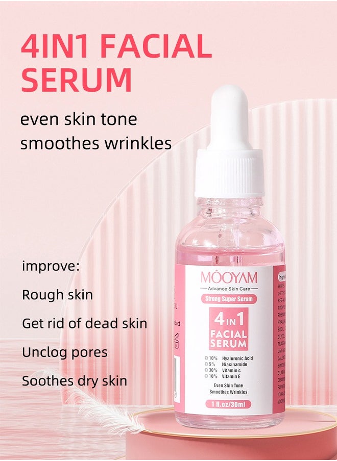 MOOYAM - 4 in 1 Facial serum-Anti Aging Face Serum with Vitamin C, Niacinamide,Hyaluronic Acid, Vitamin E 30ml - Image 1