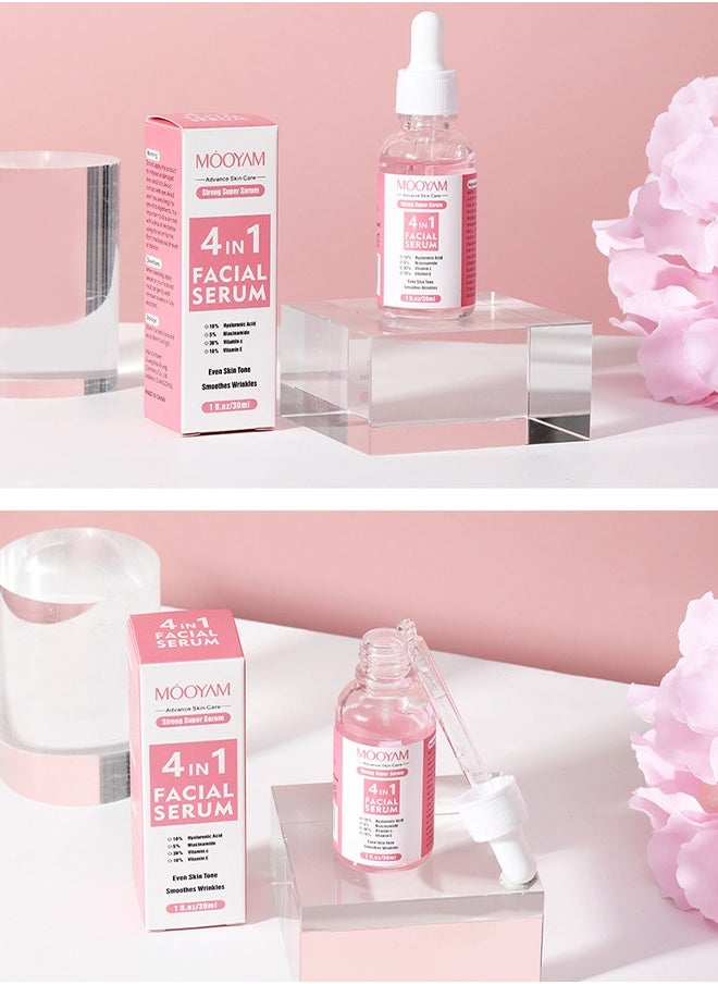MOOYAM - 4 in 1 Facial serum-Anti Aging Face Serum with Vitamin C, Niacinamide,Hyaluronic Acid, Vitamin E 30ml - Image 1