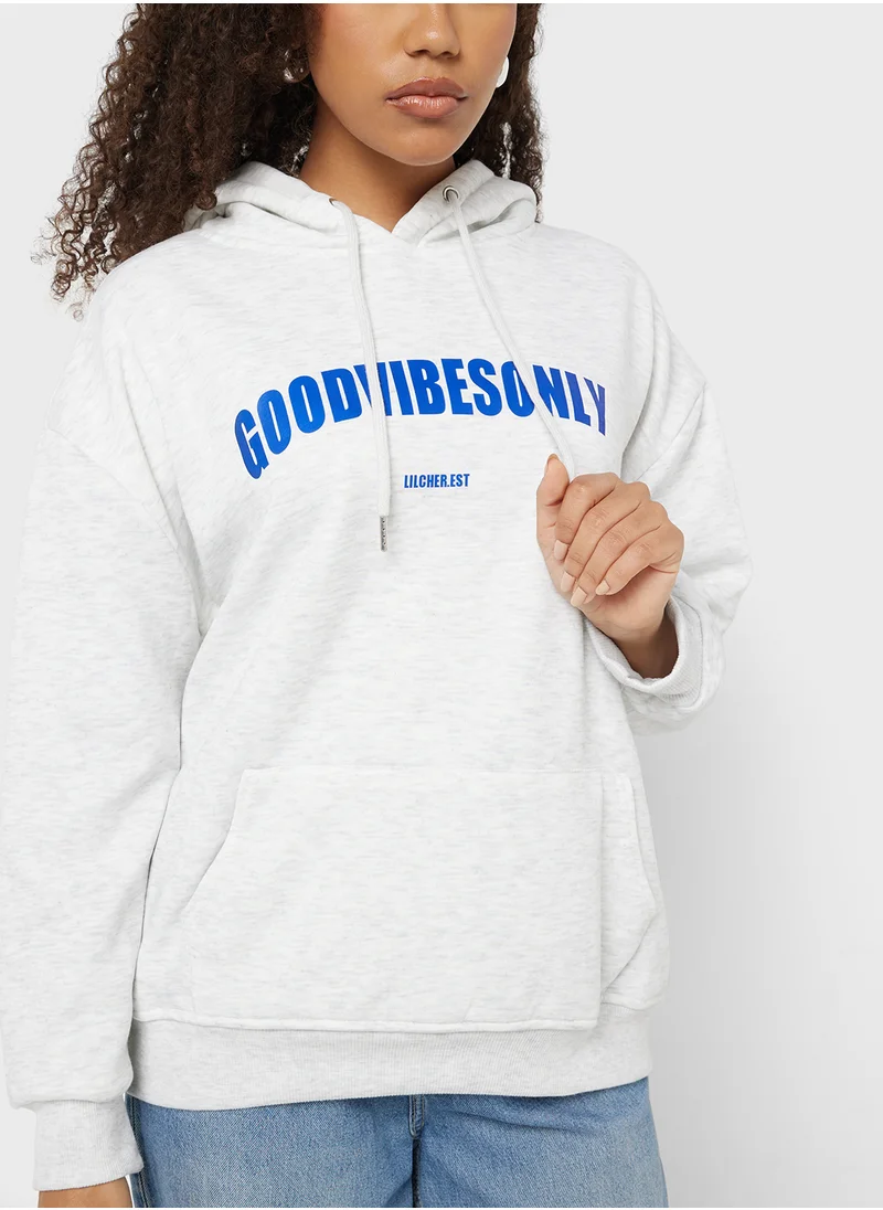 Ginger Hooded Oversized Embroidered Slogan Sweatshirt