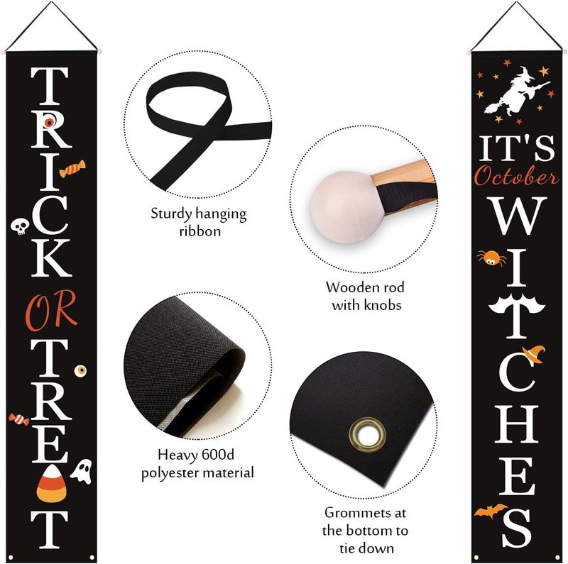 DAZONGE Public demand affordable quality Halloween Decorations Outdoor | Trick or Treat & It's October Witches Front Porch Banners for Halloween Porch Decor | Fall Decor Indoor Popular practical build - Image 4