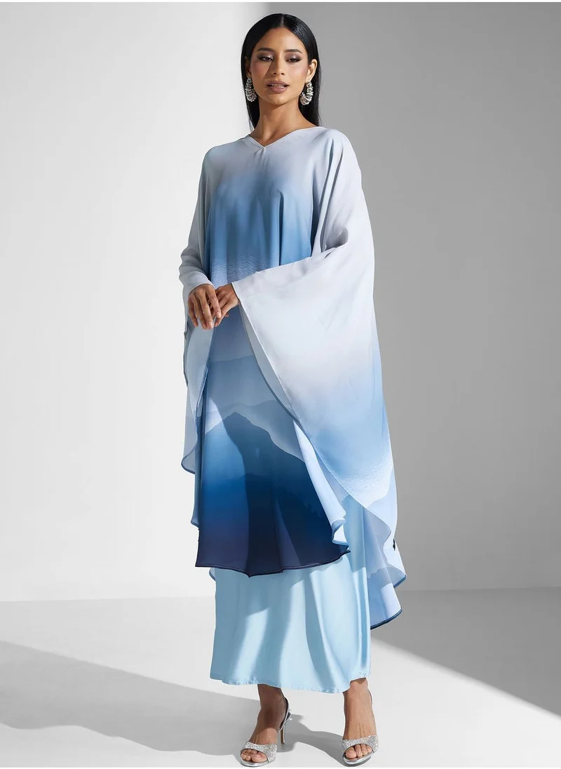 ميم باي ماريا Cape Sleeve Color Block Abaya