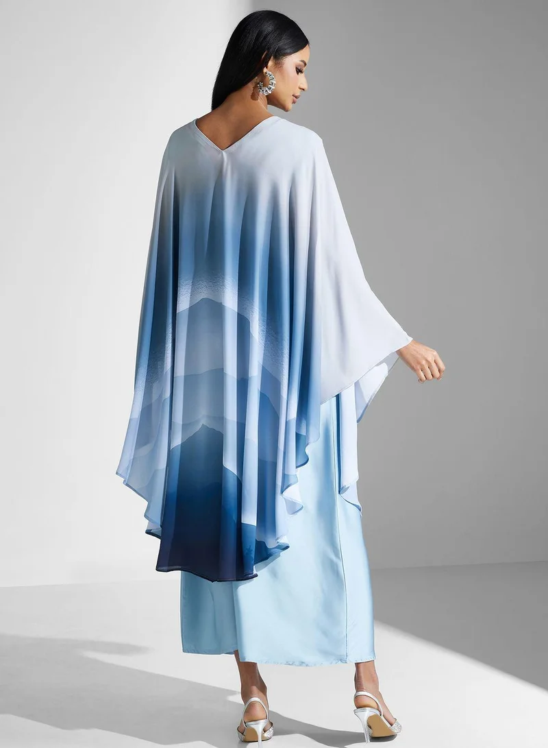 Meem by Mariyah Cape Sleeve Color Block Abaya
