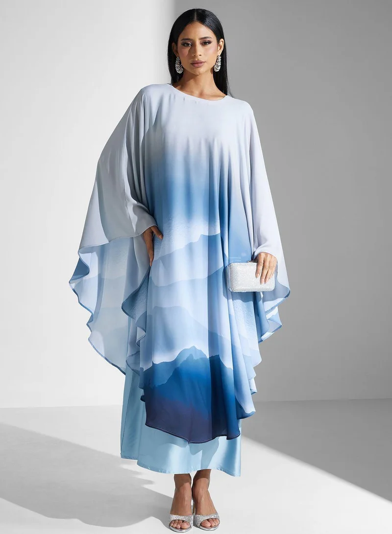 Meem by Mariyah Cape Sleeve Color Block Abaya
