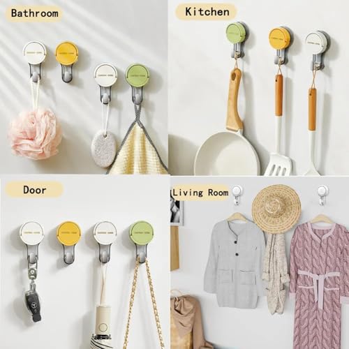 REWOP Adhesive Wall Hooks for Heavy Items Stainless Steel, PVC, ABS Nail Free Seamless Adhesive Non-Trace No Drilling Installation Hanging, Waterproof Screws Wall Hook (Suction Hooks, 2) - Image 4