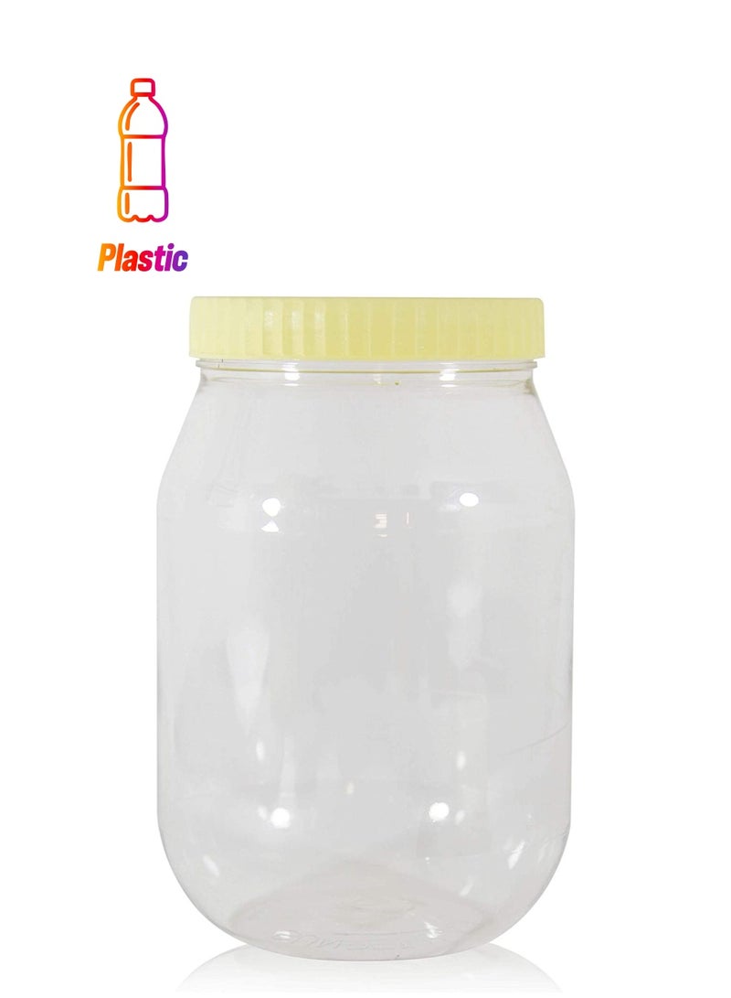 الصقر برطمان بلاستيك لتخزين التوابل للحيوانات الأليفة من 6 قطعة (4000مل) -سنبيت برطمانات دائرية شفافة بغطاء - زجاجات بلاستيكية شفافة للحيوانات الأليفة - Image 1