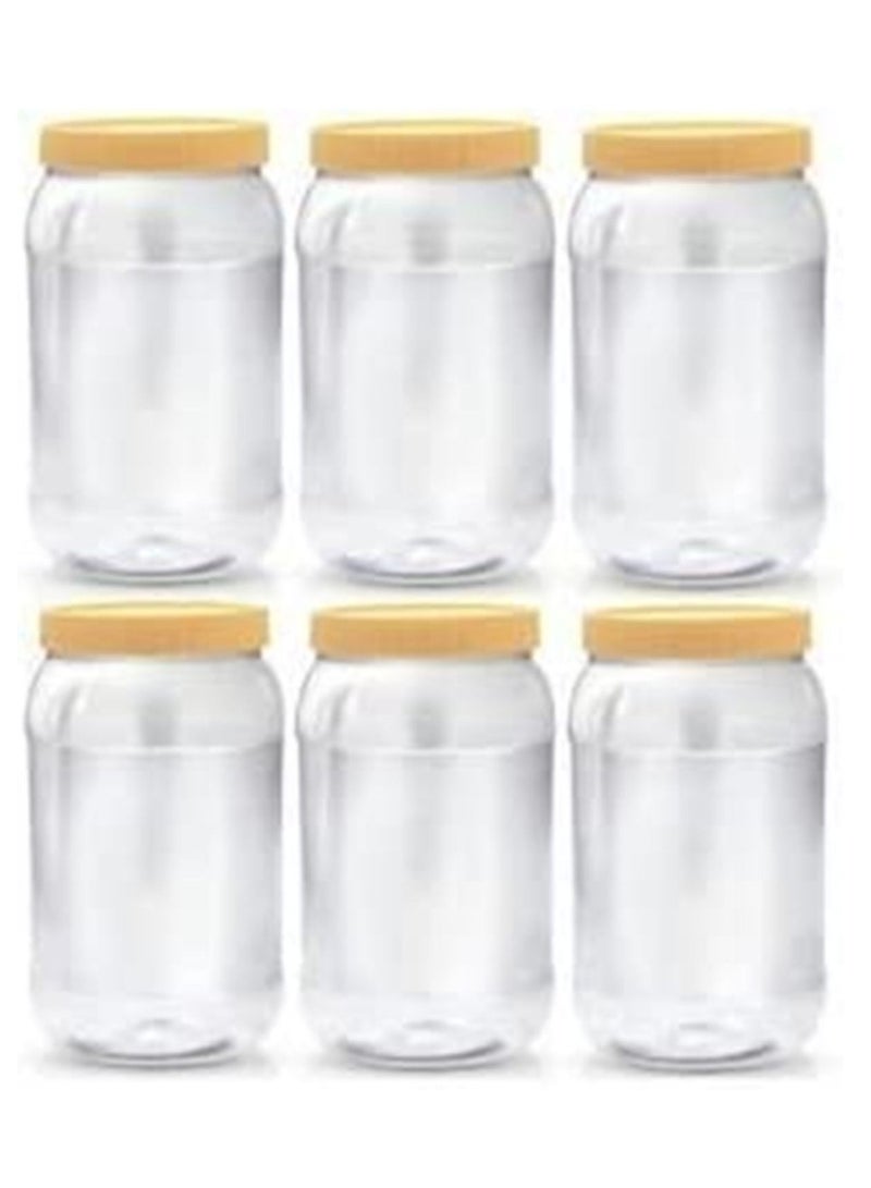 الصقر برطمان بلاستيك لتخزين التوابل للحيوانات الأليفة من 6 قطعة (4000مل) -سنبيت برطمانات دائرية شفافة بغطاء - زجاجات بلاستيكية شفافة للحيوانات الأليفة - Image 2