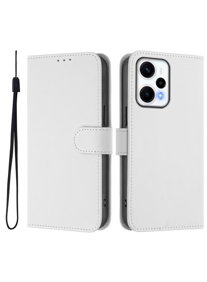 اس-توب جراب لهاتف Redmi Note 12 Turbo 5G مصنوع من الجلد بلون سادة مع حبل - Image 2