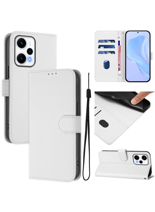 اس-توب جراب لهاتف Redmi Note 12 Turbo 5G مصنوع من الجلد بلون سادة مع حبل - Image 1