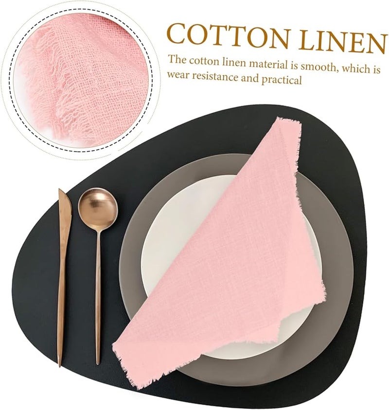 Pink Reusable Soft Napkins 4pcs Set Easy Clean Gauze Linen for Kitchen Wedding Party - Image 4