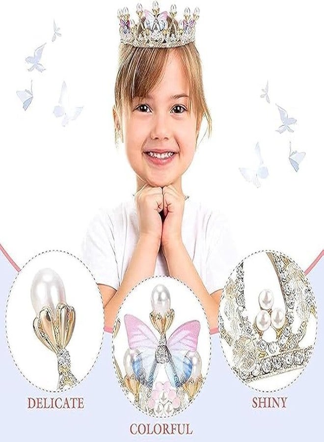 Birud Crystal Tiara Crown Pearl Princess Costume Crown Headband Flower Pageant Handmade Hair Accessories Cosplay,Birthday,Celebration for Girl Women - Image 3