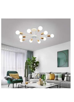 XiuWoo 10 Light Ceiling Light Adjustable Black Metal Ceiling Light Modern Industrial Chandelier Semi Flush Mount Ceiling Light for Living Room Bedroom Bulbs Not Included, white  - Image 2
