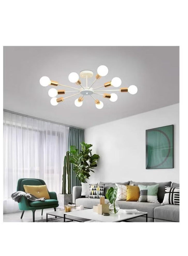 XiuWoo 10 Light Ceiling Light Adjustable Black Metal Ceiling Light Modern Industrial Chandelier Semi Flush Mount Ceiling Light for Living Room Bedroom Bulbs Not Included, white  - Image 2