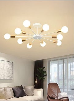 XiuWoo 10 Light Ceiling Light Adjustable Black Metal Ceiling Light Modern Industrial Chandelier Semi Flush Mount Ceiling Light for Living Room Bedroom Bulbs Not Included, white  - Image 1