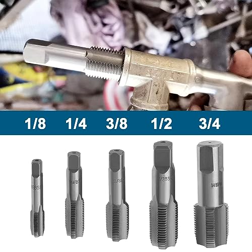 SING F LTD 5 قطع صنبور BSP بزاوية 55 درجة صنبور لولبي أسطواني يناسب خيوط أنابيب G1/8 G1/4 G3/8 G1/2 G3/4 BSP أداة خيوط أنابيب من الفولاذ المحمل - Image 2