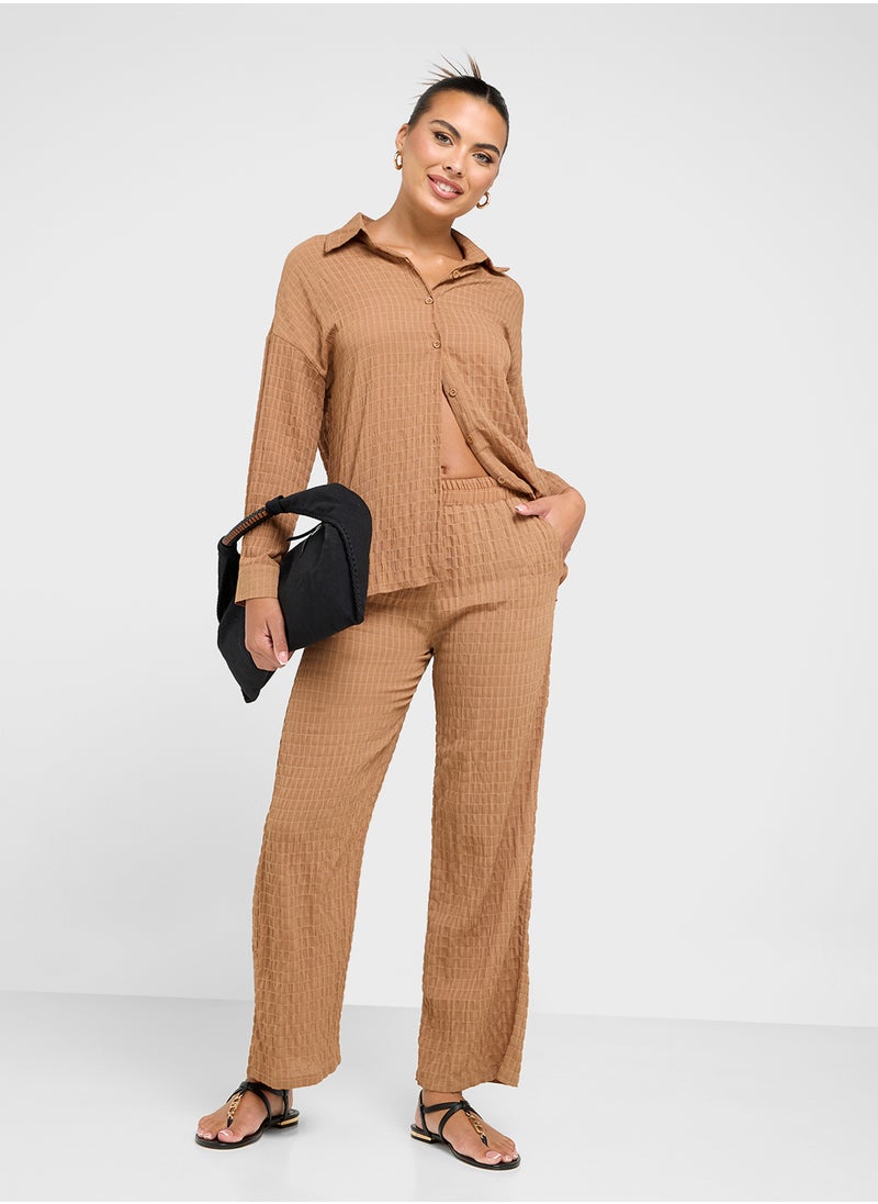 Ginger - Textured Relaxed Fit Shirt & Pant Coord Set - Image 1
