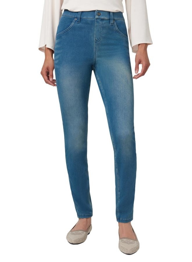 HUE Women's Ultra-Soft Denim High Rise Leggings | Ladies' Fashion Jean Leggings, Windsor Blue Wash, 2X - Image 1