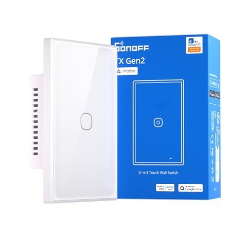 SONOFF TX Gen2 Smart Wall Touch Switch 1Channel 120Type Panel 24GHz WiFi eWeLink App Control Matter Compatible Works with Apple HomeGoogle HomeAmazon Alexa T61C120M - Image 1
