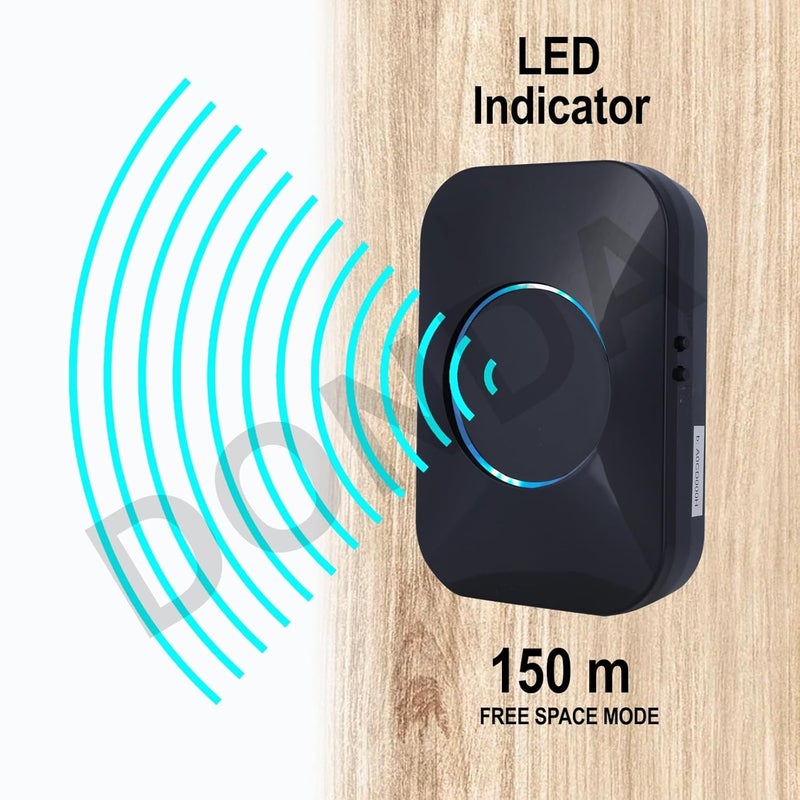 Wireless Doorbell 25 Soft Chord Chime and LED Flash Waterproof Door Bell Kit for Home Office Classroom Black - Image 5