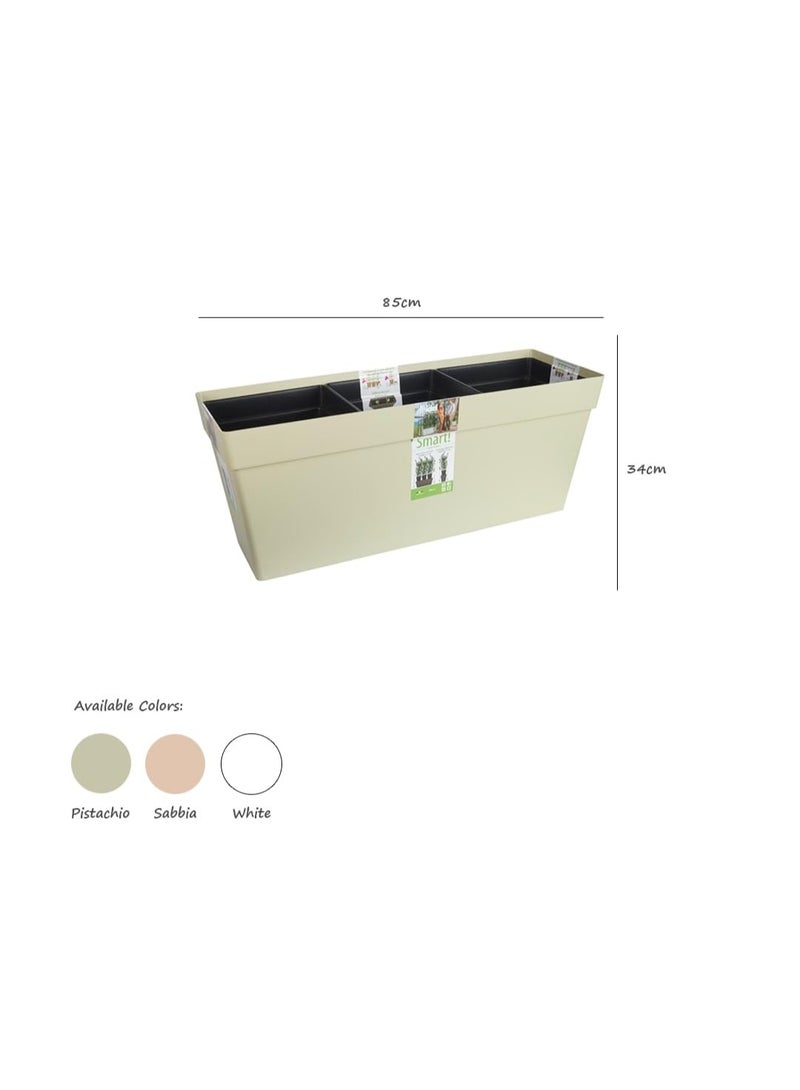 IDEL Rectangular Self Watering Planter Box – Large Plastic Flower Pot with 3 Divided Compartments – Indoor & Outdoor Plant Pot for Balcony, Garden, Herbs & Vegetables – Smart Flowerbox -  Made in Italy - Image 5