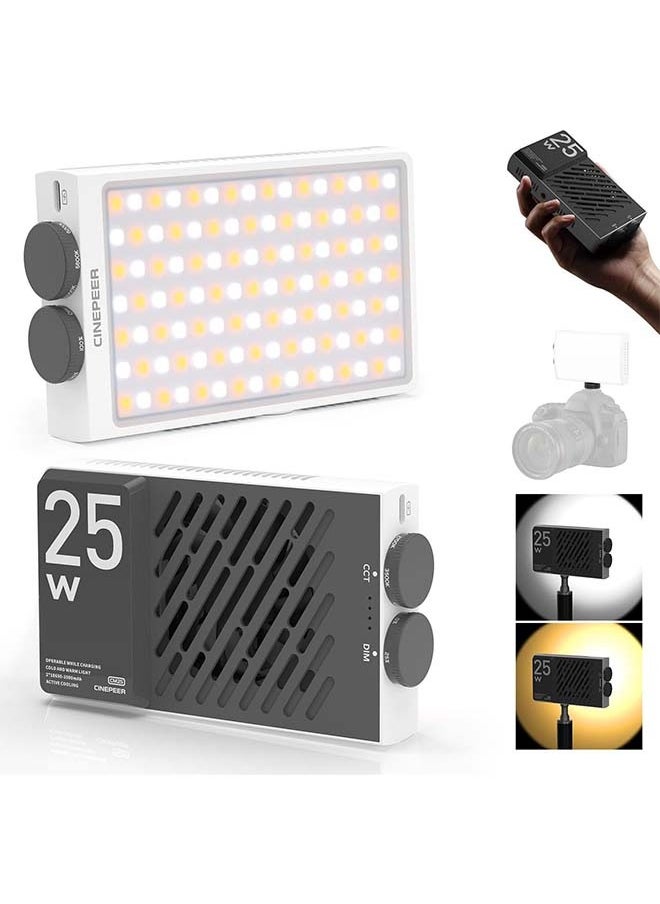 Zhiyun - ZHIYUN CINEPEER CM25 25W LED Video Light [Official], Pocket-Sized Mini Portable Gifts for Photographyers Light on Camera, Dimmable 2700K-6200K•CRI≥96•TLCI≥97,Built-in 2*2000mAh Rechargeable Batteries - Image 1