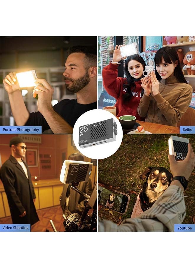 Zhiyun - ZHIYUN CINEPEER CM25 25W LED Video Light [Official], Pocket-Sized Mini Portable Gifts for Photographyers Light on Camera, Dimmable 2700K-6200K•CRI≥96•TLCI≥97,Built-in 2*2000mAh Rechargeable Batteries - Image 1