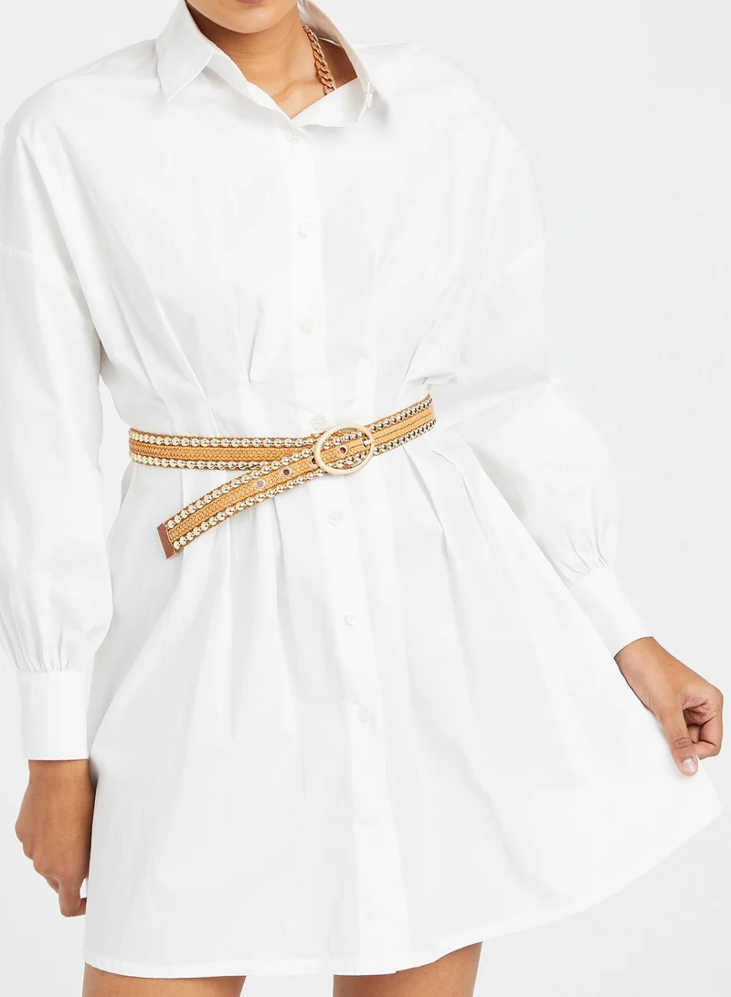 Styli Studded Belt With Buckle Closure