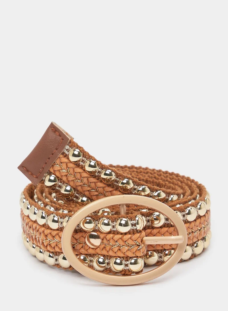 Styli Studded Belt With Buckle Closure