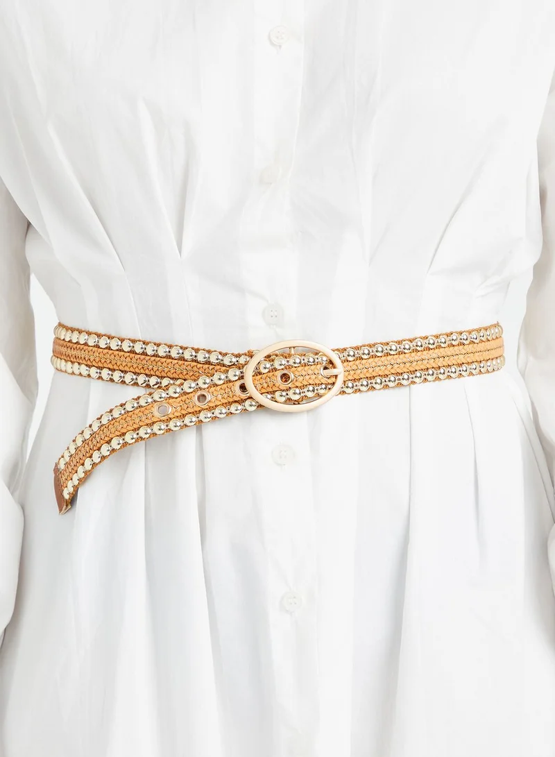 Styli Studded Belt With Buckle Closure