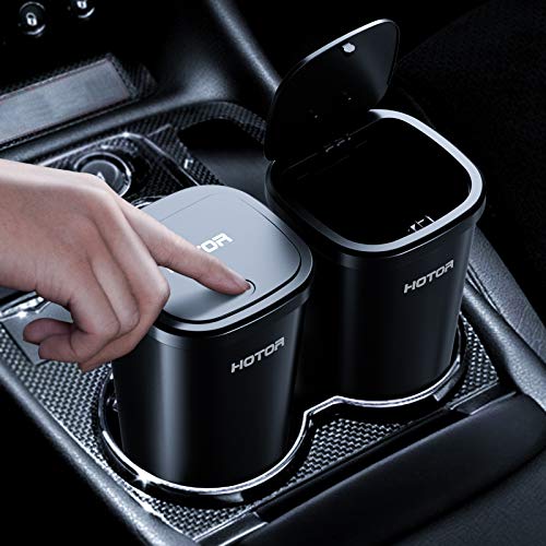HOTOR Car Trash Can Car Trash Cup with 30 Additional Trash Bags for Exclusive Using Multipurpose Trash Can for Car Office Home to Meet Various Needs 2 Packs Black - Image 1