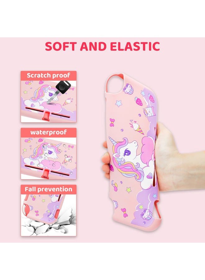 GLDRAM Carrying Case Bundle for Nintendo Switch Lite Case Cute, Pink Travel Case Kit with Soft TPU Cover, Glass Screen Protector, Thumb Grip Caps, Shoulder Strap for Girls, Full Protection( for - Image 4