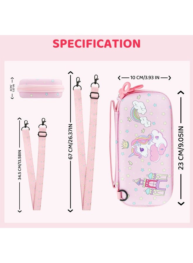 GLDRAM Carrying Case Bundle for Nintendo Switch Lite Case Cute, Pink Travel Case Kit with Soft TPU Cover, Glass Screen Protector, Thumb Grip Caps, Shoulder Strap for Girls, Full Protection( for - Image 5