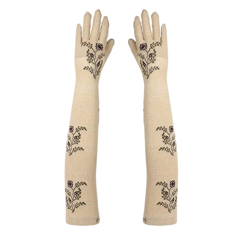 Footmate UV Sun Protection Driving Hand Gloves for Women - Combed Cotton Elbow Length Arm Sleeves for Outdoor Sports - Soft Long Gloves for Summer Winter - Free Size (Pack1, Color - Skin) - Image 5