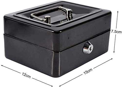 Delzon Small Cash 6’’Einch Box with Key Lock, Portable Steel Cash Safe Box Petty Cash TinLockable Cash Money Coin Safe Security Box (Multi Color) - Image 2