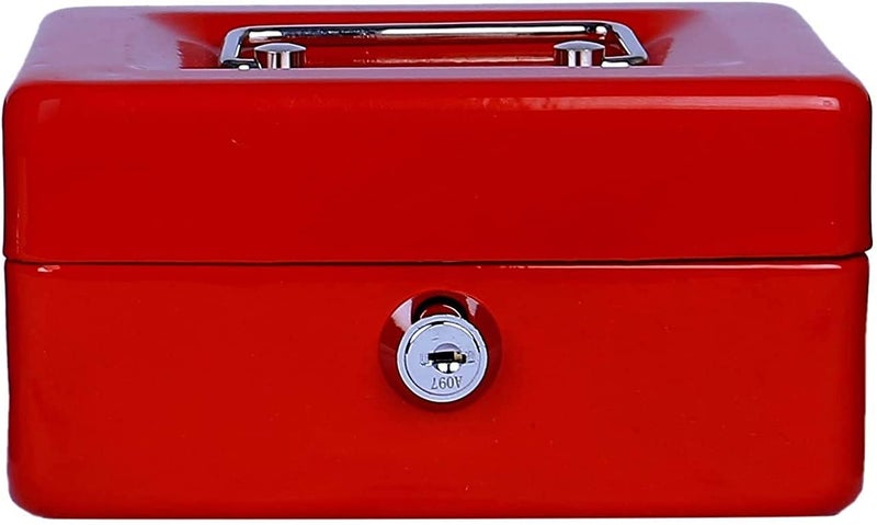 Delzon Small Cash 6’’Einch Box with Key Lock, Portable Steel Cash Safe Box Petty Cash TinLockable Cash Money Coin Safe Security Box (Multi Color) - Image 5
