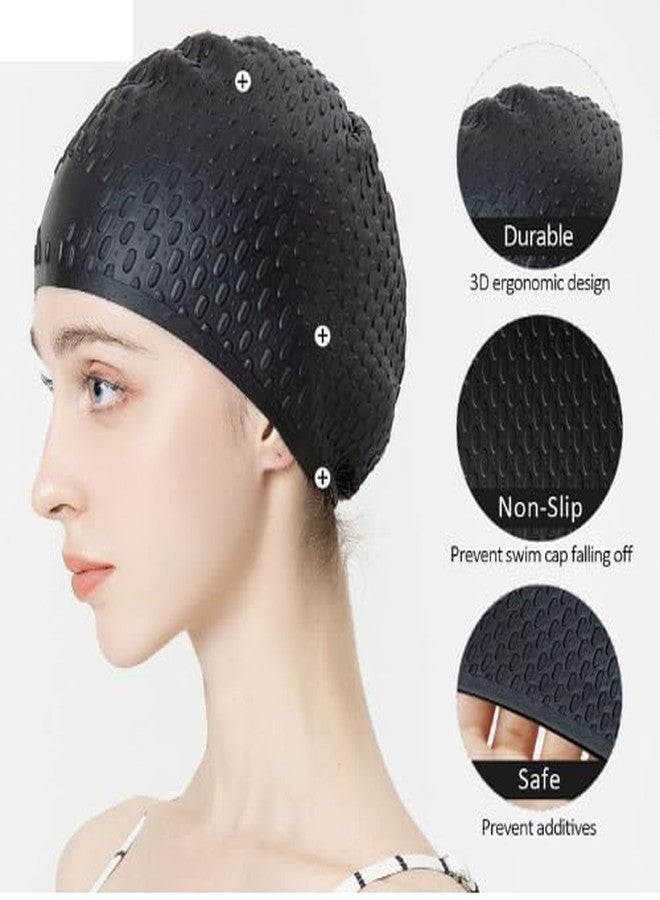 Kevim Silicone Swim Cap for Long, Short, Curly Hair - Waterproof Swimming Cap for Women & Men - Shower & Bathing Cap - Comfortable Fit, Keeps Hair Dry & Style Intact - Reusable & Durable - Image 3