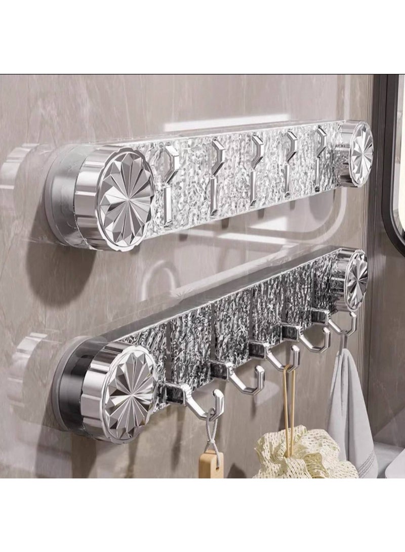 Luxury Crystal Bathroom Hangers - Sturdy Hooks for Hanging Bathroom Items, Clothes & Accessories Without Drilling (Clear Color) - Image 1