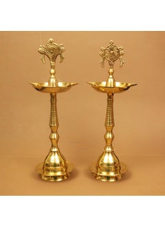 Spillbox Spillbox Brass Diya for PujaPooja AartiDeepak Deepam Oil LampShangu Chakra Standing Diya for TempleHome Puja Articles Shangu Chakra Kuthu VilakkuH 115inch W 610g 