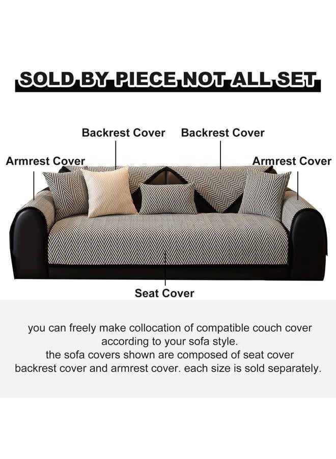 vctops Black and White Stripe Couch Cover Farmhouse Chenille Sofa Covers Soft Cozy Non Slip Sectional Couch Cover Washable Sofa Slipceover for Dogs, Pets Furniture Protector (Black,28"x28") - Image 2