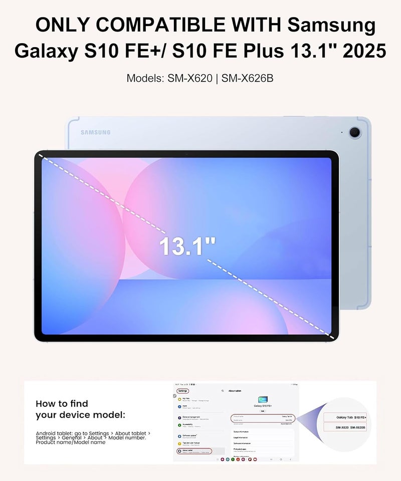 SENGBIRCH Touch Keyboard Case for Samsung Galaxy Tab S10 FE+ Plus 13.1'' 2025, Galaxy Tablet S10FE+ Case Keyboard with Trackpad, 7-Colors Backlit Keypad with S Pen Holder for Samsung Tab S10FE Plus, Black - Image 2