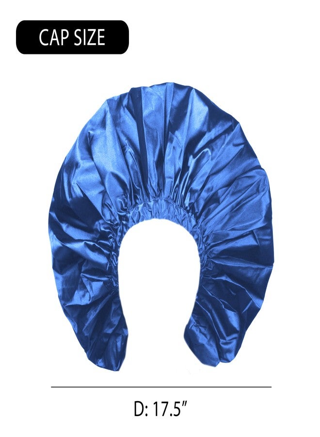 Donna Jumbo Satin Shower & Conditioning Cap 1pc for Women, Curly Hair, Roller Sets, Crochet Hairstyles, Elastic Band Waterproof Shower Cap Jumbo Cobalt Color - Image 5