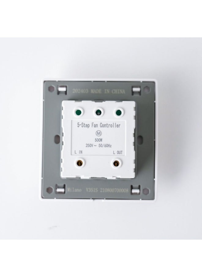 DANUBE HOME Milano 500W Step Fan Regulator 5 Step Adjustment Ceiling Fan Speed Control Switch White Aura Wh  - Image 2