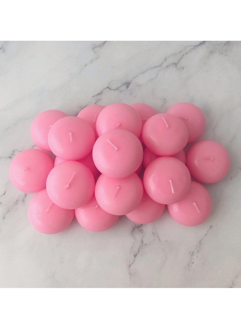SIHIYA LIFE Set of 20 Pink Floating Candles | 5x3cm | Unscented & Dripless Dinner Candles for Decor, Events | Natural Wax with Cotton Wicks | 5-6 Hours Burn Time  - Image 1