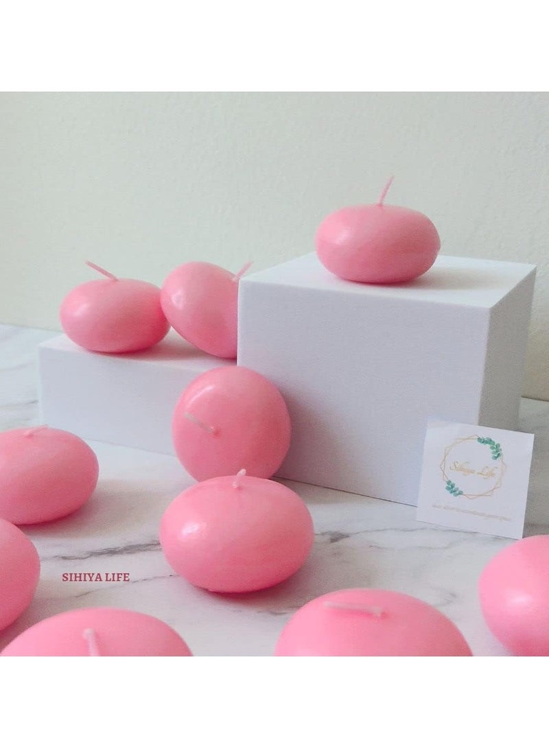 SIHIYA LIFE Set of 20 Pink Floating Candles | 5x3cm | Unscented & Dripless Dinner Candles for Decor, Events | Natural Wax with Cotton Wicks | 5-6 Hours Burn Time  - Image 2