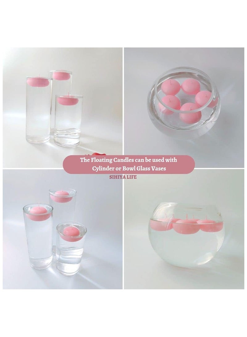 SIHIYA LIFE Set of 20 Pink Floating Candles | 5x3cm | Unscented & Dripless Dinner Candles for Decor, Events | Natural Wax with Cotton Wicks | 5-6 Hours Burn Time  - Image 3
