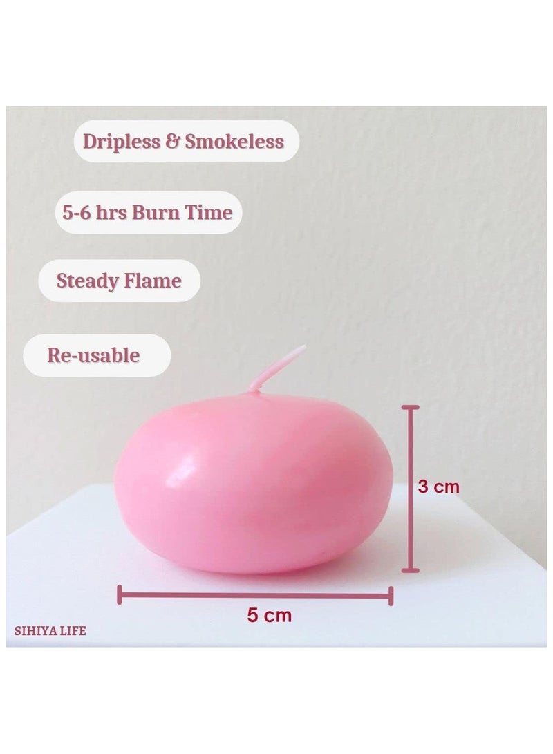 SIHIYA LIFE Set of 20 Pink Floating Candles | 5x3cm | Unscented & Dripless Dinner Candles for Decor, Events | Natural Wax with Cotton Wicks | 5-6 Hours Burn Time  - Image 4