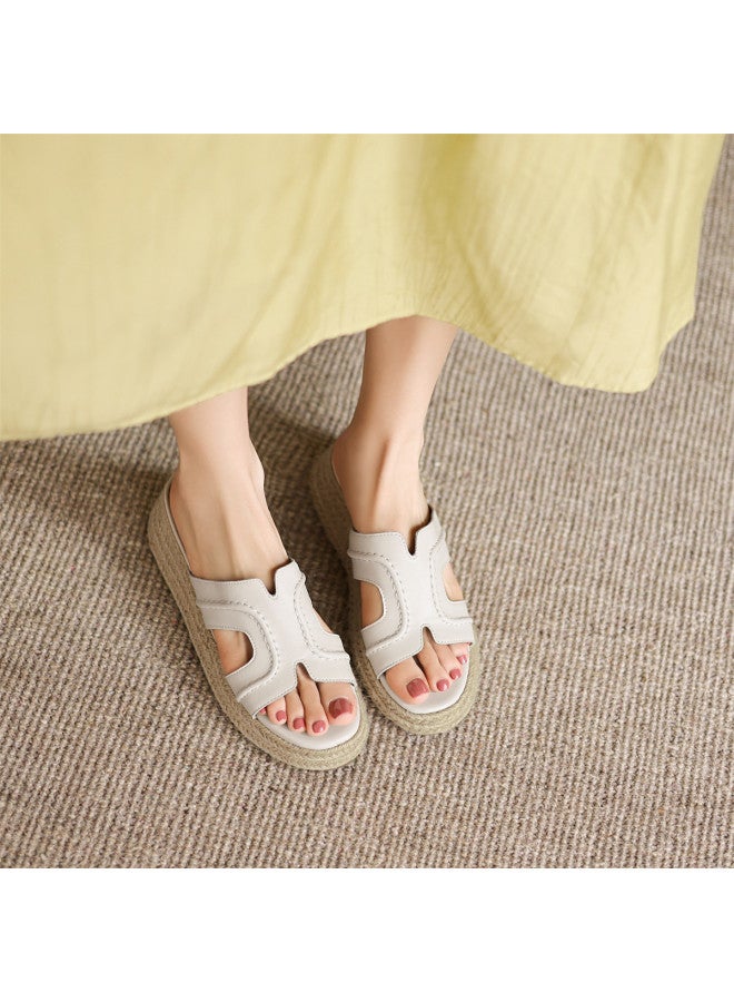 AME Classic Wedge Sandals Women 2025 Retro Comfortable Straw Woven Flip Flops Women Versatile Classic Slippers Women - Image 5